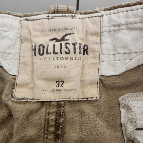 Hollister Vintage Y2k Shorts Khaki Cargo Surf Skate, Sz 32 - Picture 5 of 7